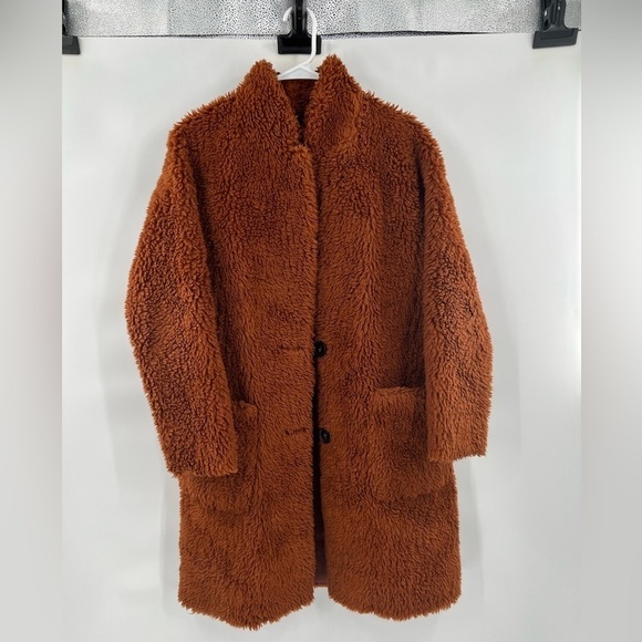 ZARA BRANDY DOUBLE-SIDED FAUX FUR COAT LUSH Teddy Oversized high collar JACKET M - Picture 10 of 11